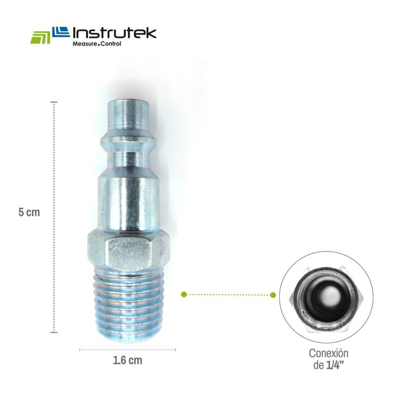 Espiga para cople rápido macho de 1/4" NPT x 1/4", fabricado en latón y un recubrimiento en niquel.