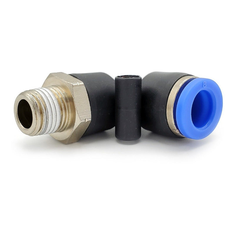 10 Pz De Conector/racor Rápido Neumático Codo 1/8 Npt X 8mm