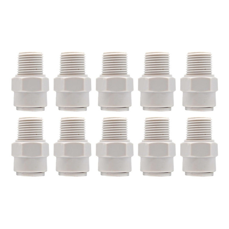 Conector recto, rosca 1/8" NPT, salida a manguera de 1/4" (agua). (copia)