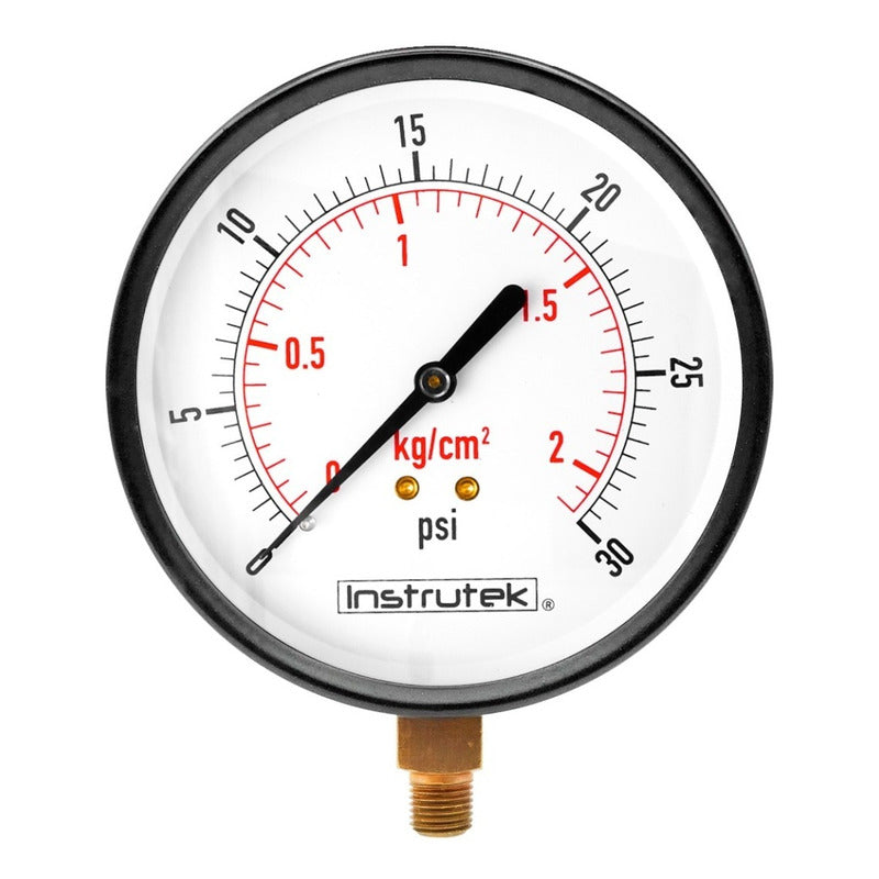 Pressure Gauge for Compressor, 4-Inch Dial, 30 Psi (Air, Gas)