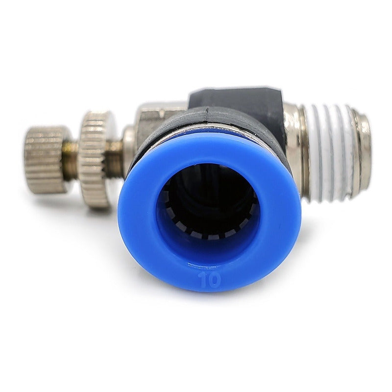 Pneumatic Flow Regulator / Connector Elbow 1/4 Npt X 10mm