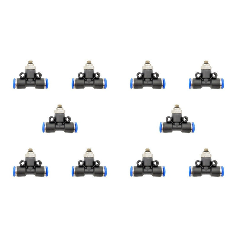 10 Pz De Conector/racor Rápido Neumático Tee M5 X 4mm