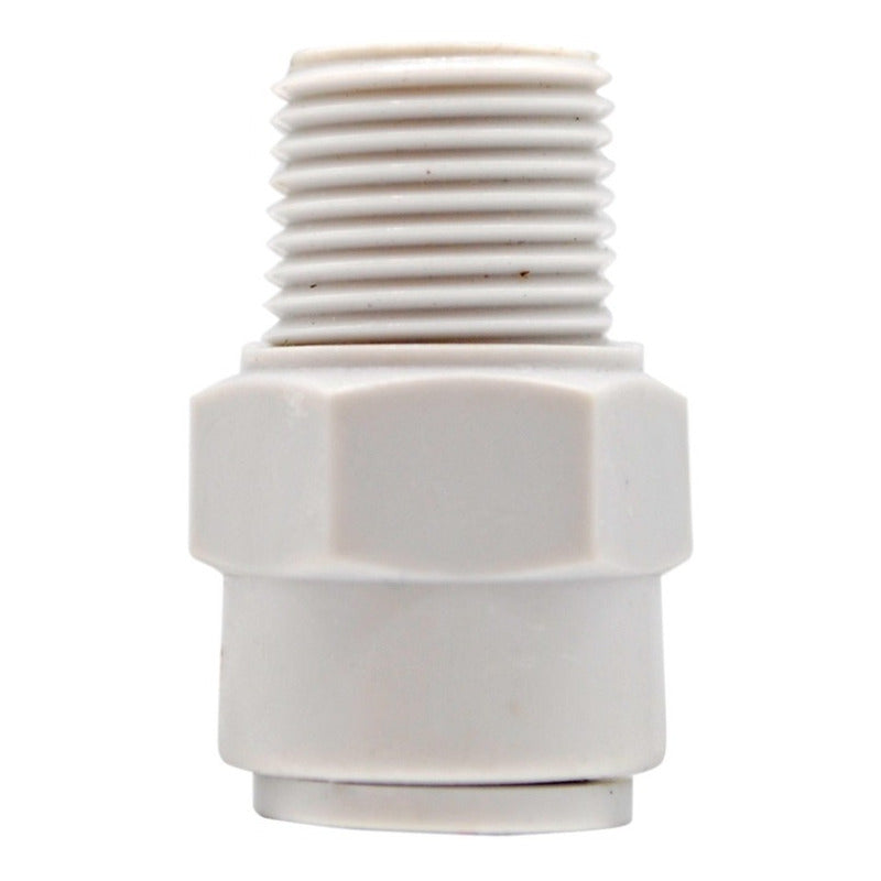 Conector recto, rosca 1/8" NPT, salida a manguera de 1/4" (agua). (copia)