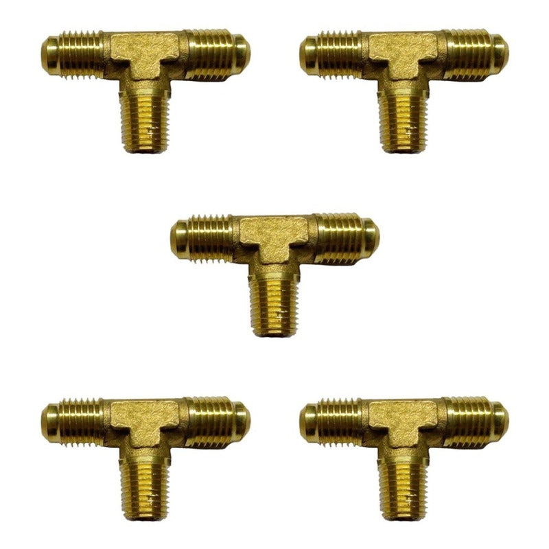 Conector en T, fabricado en latón (dorado) de 1/4" flare