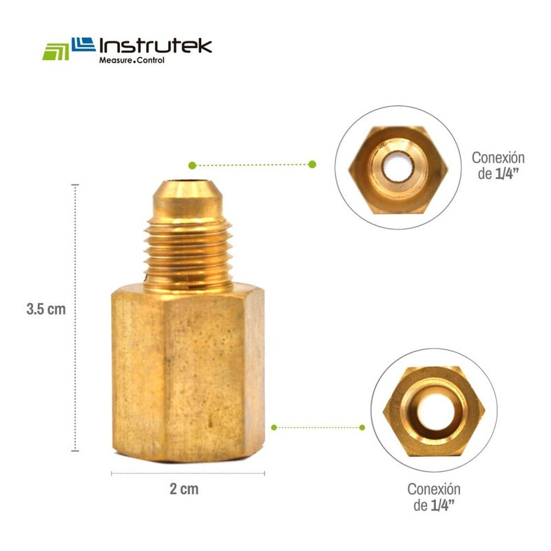 Conector hembra, fabricado en latón (dorado) de 1/4" NPT x 1/4" flare