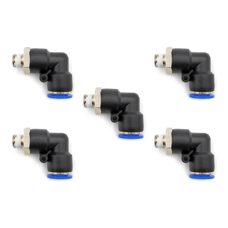 5 Pz De Conector/racor Rápido Neumático Codo 1/8 Npt X 10mm