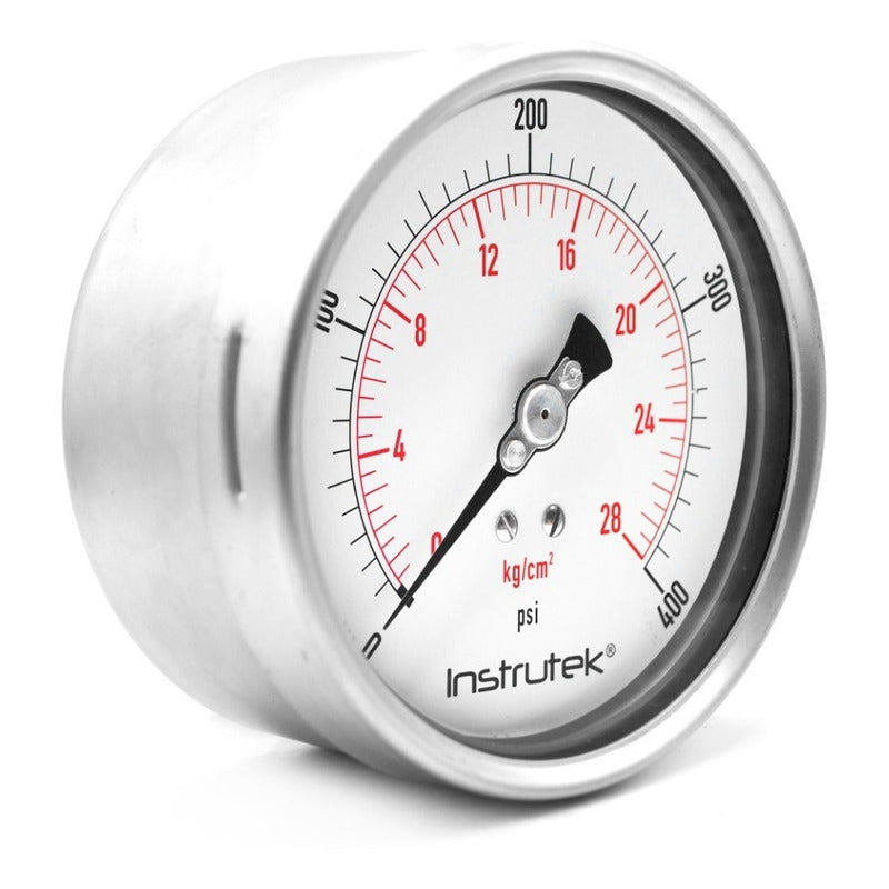 Manómetro Premium Inox Glicerina Carátula 4 PLG , 400 Psi
