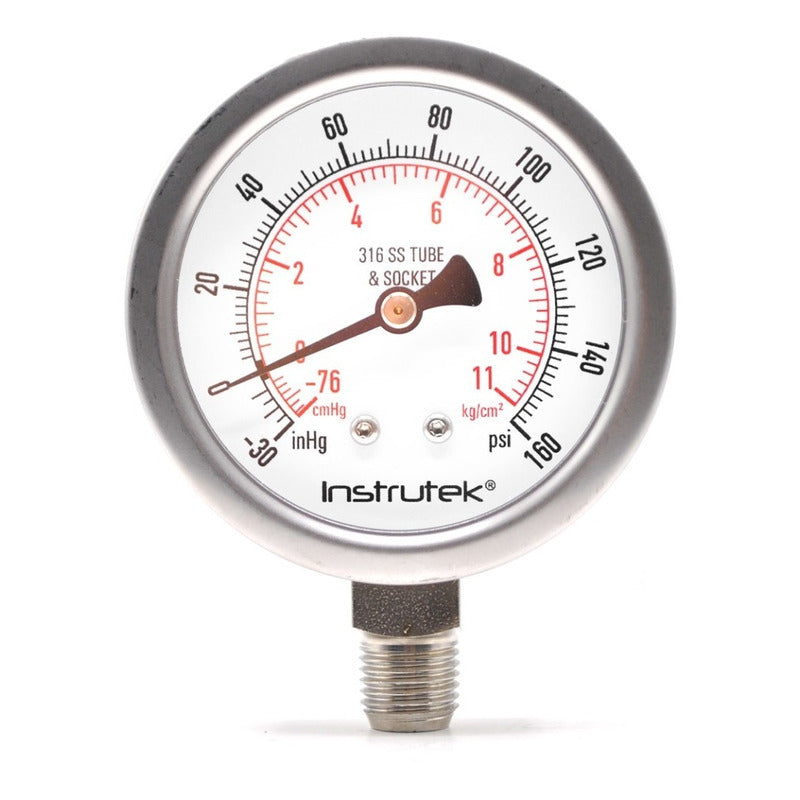 Manovacometer, Glycerin. 2.5 PLG -30 Inhg/160psi, 1/4 Npt