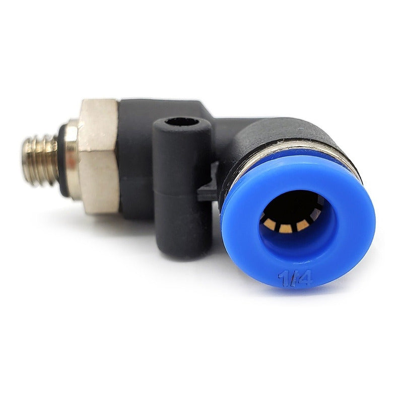 10 Pz De Conector/racor Rápido Neumático Codo M6 X 1/4