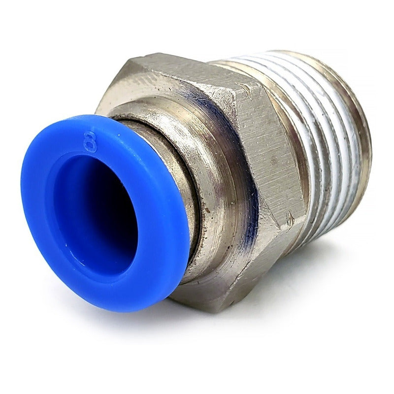 10 Pcs Straight Pneumatic Quick Connector/Fitting 3/8 Npt X 8mm