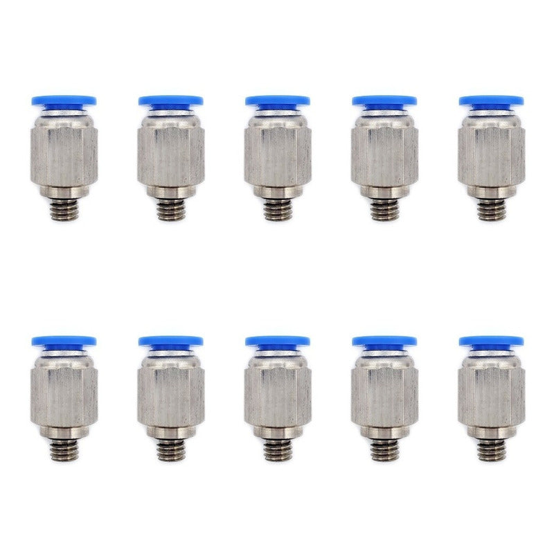 10 Pz De Conector/racor Rápido Neumático Recto M6 X 6mm