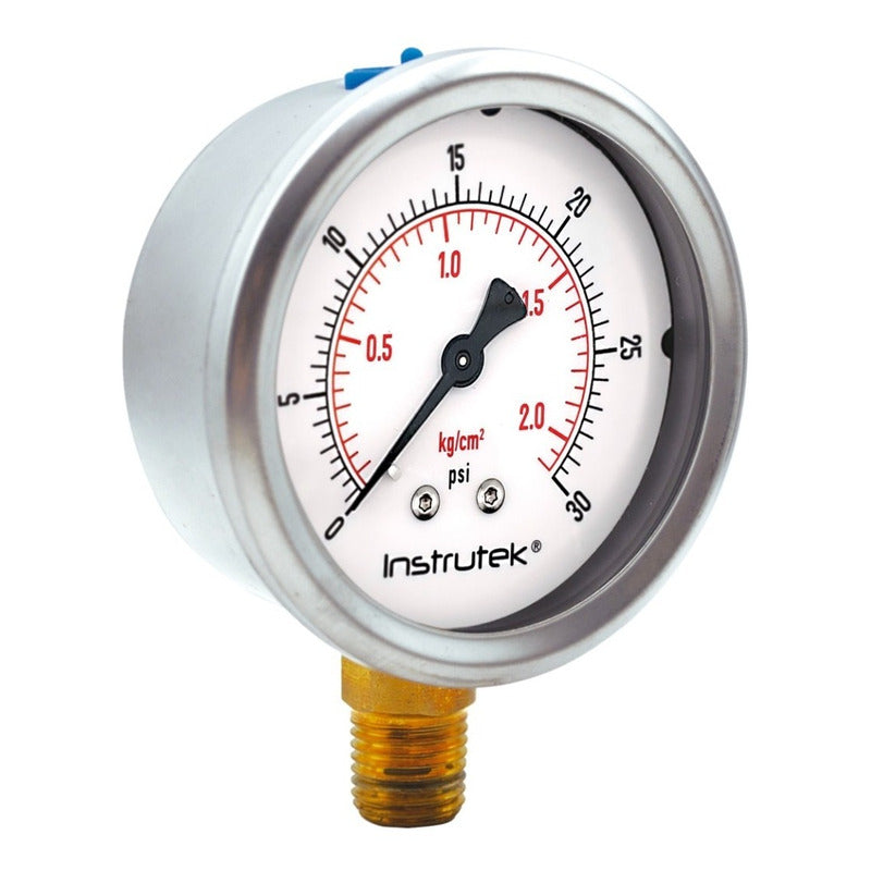 Manómetro 2.5", lleno de líquido (O.E.M.), 1/4" NPT, inferior, 30 psi-kg/cm2