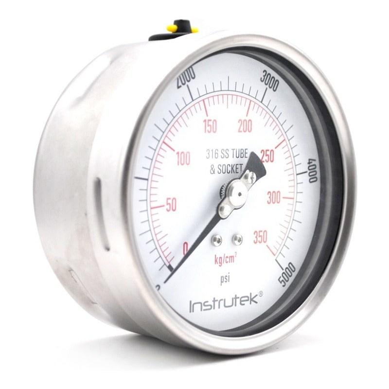 Manómetro 4", acero inoxidable, 1/2" NPT, posterior, 5000 psi-kg/cm2