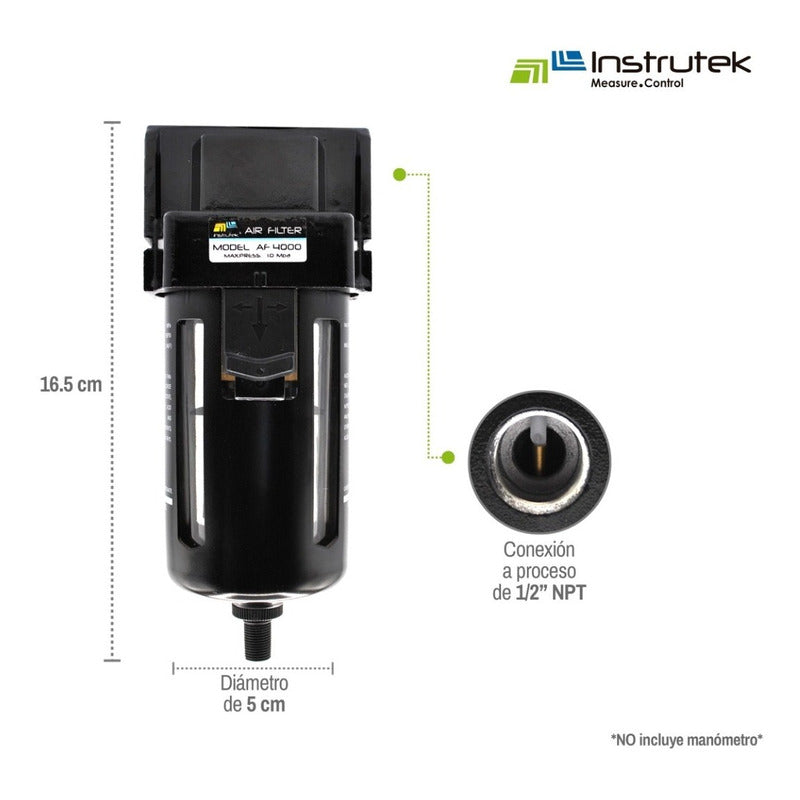 Filtro baja presión, 1/2" NPT, dren automático