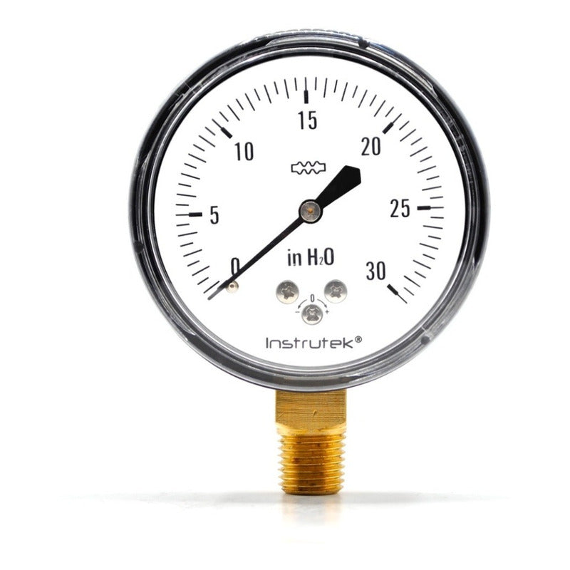 Manómetro 2.5", baja presión, 1/4" NPT, inferior, 30 in H2O