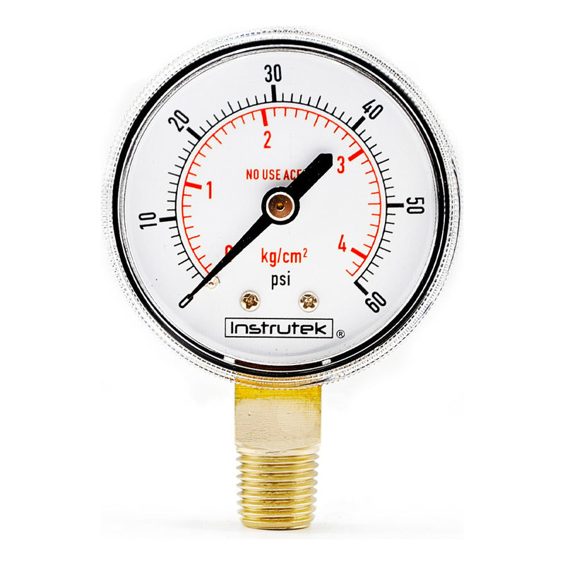 Manómetro 2", oxígeno y acetileno, 1/4" NPT, inferior, 60 psi-kg/cm2