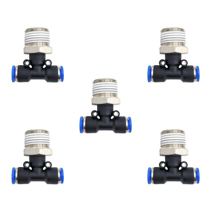 5pz Racor Rápido Neumático En Tee 1/2 Npt X 1/4