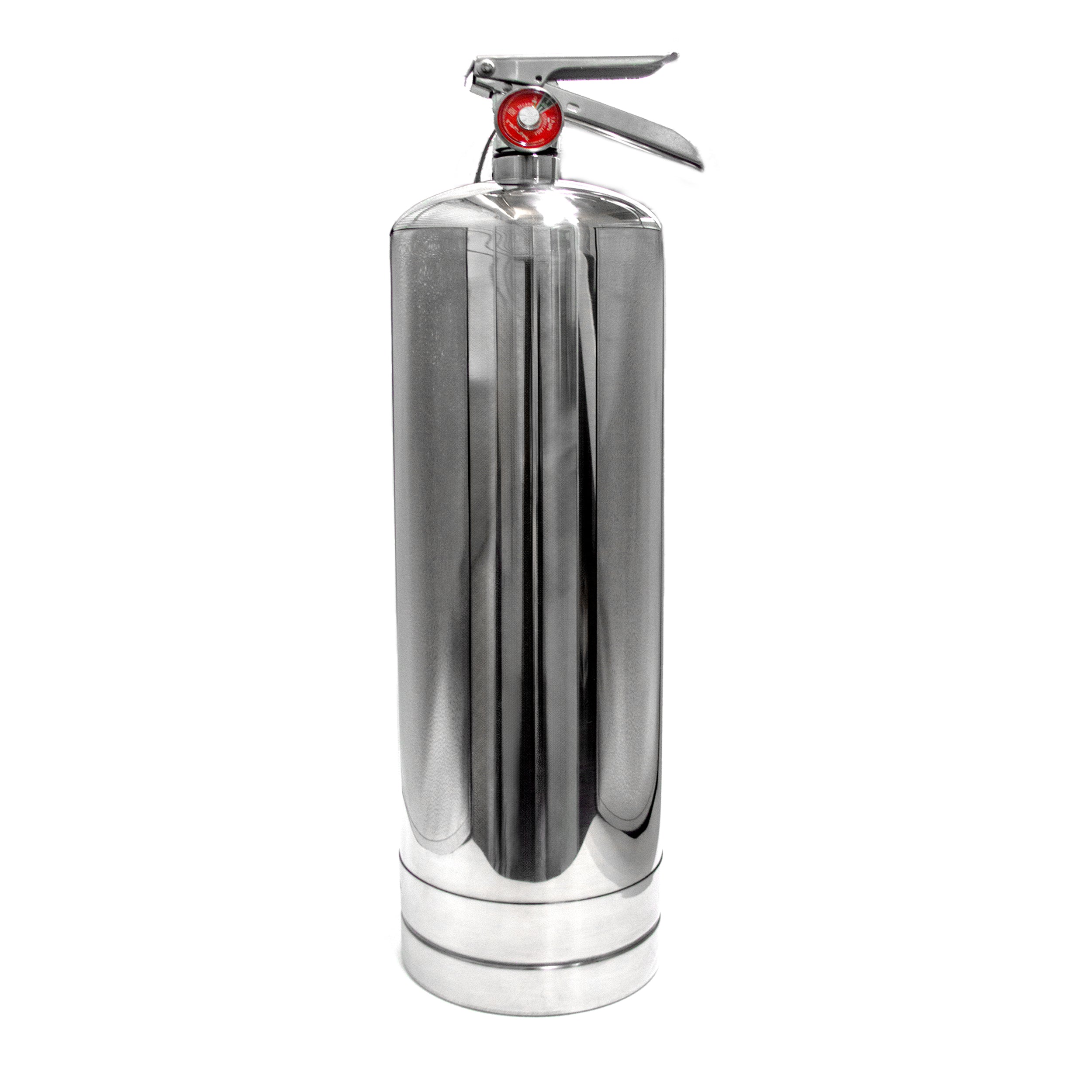 Extintor vacío con capacidad de 6 litros de acero inoxidable.
