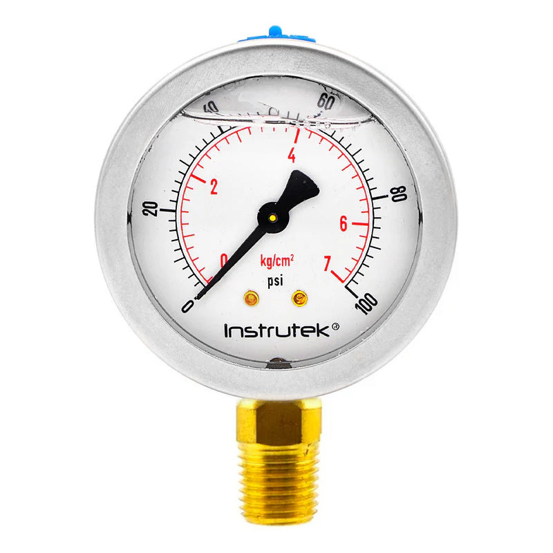 Manómetro 2.5", lleno de líquido (O.E.M.), 1/4" NPT, inferior, 100 psi-kg/cm2
