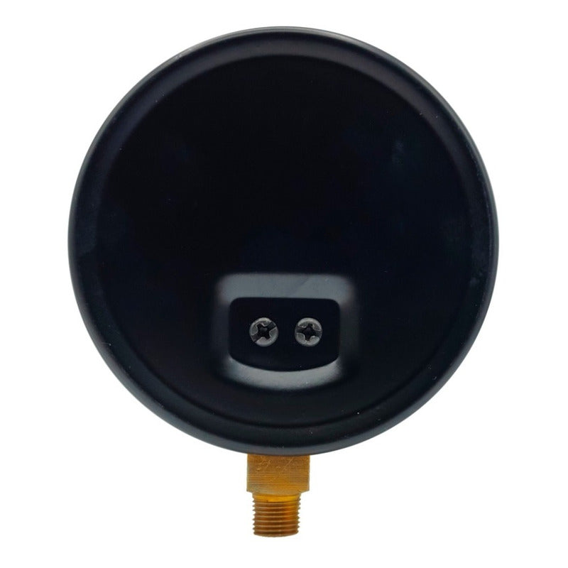 4" Standard, dry, pressure gauge, black steel case, 1/4" NPT, bottom connection, 0 to 100 psi-kPa