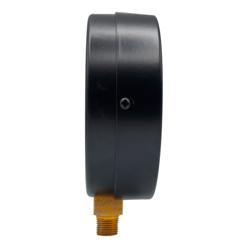 4" Standard, dry, pressure gauge, black steel case, 1/4" NPT, bottom connection, 0 to 300 psi-kPa