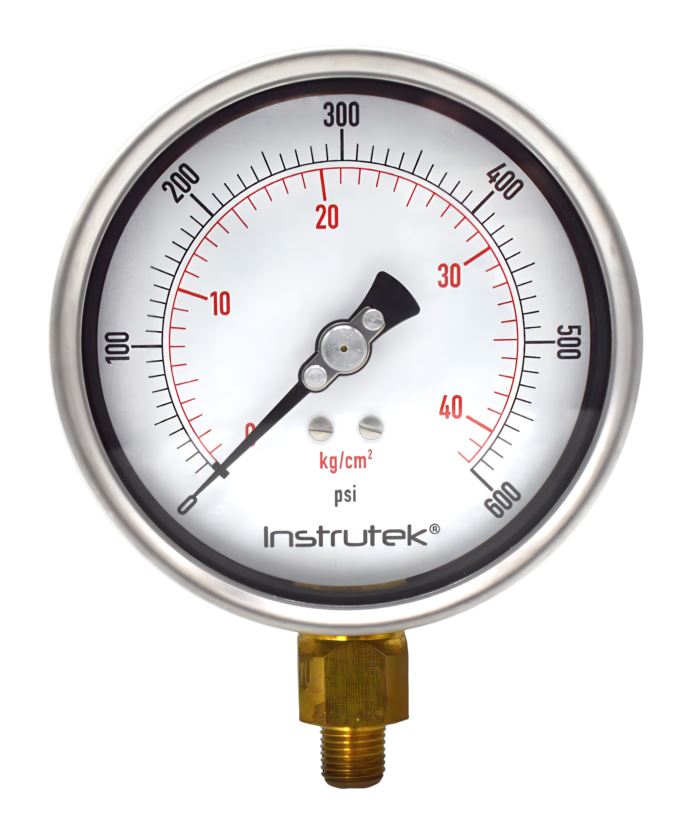 Manómetro 4", lleno de líquido premium, 1/4" NPT, inferior, 600 psi-kg/cm2