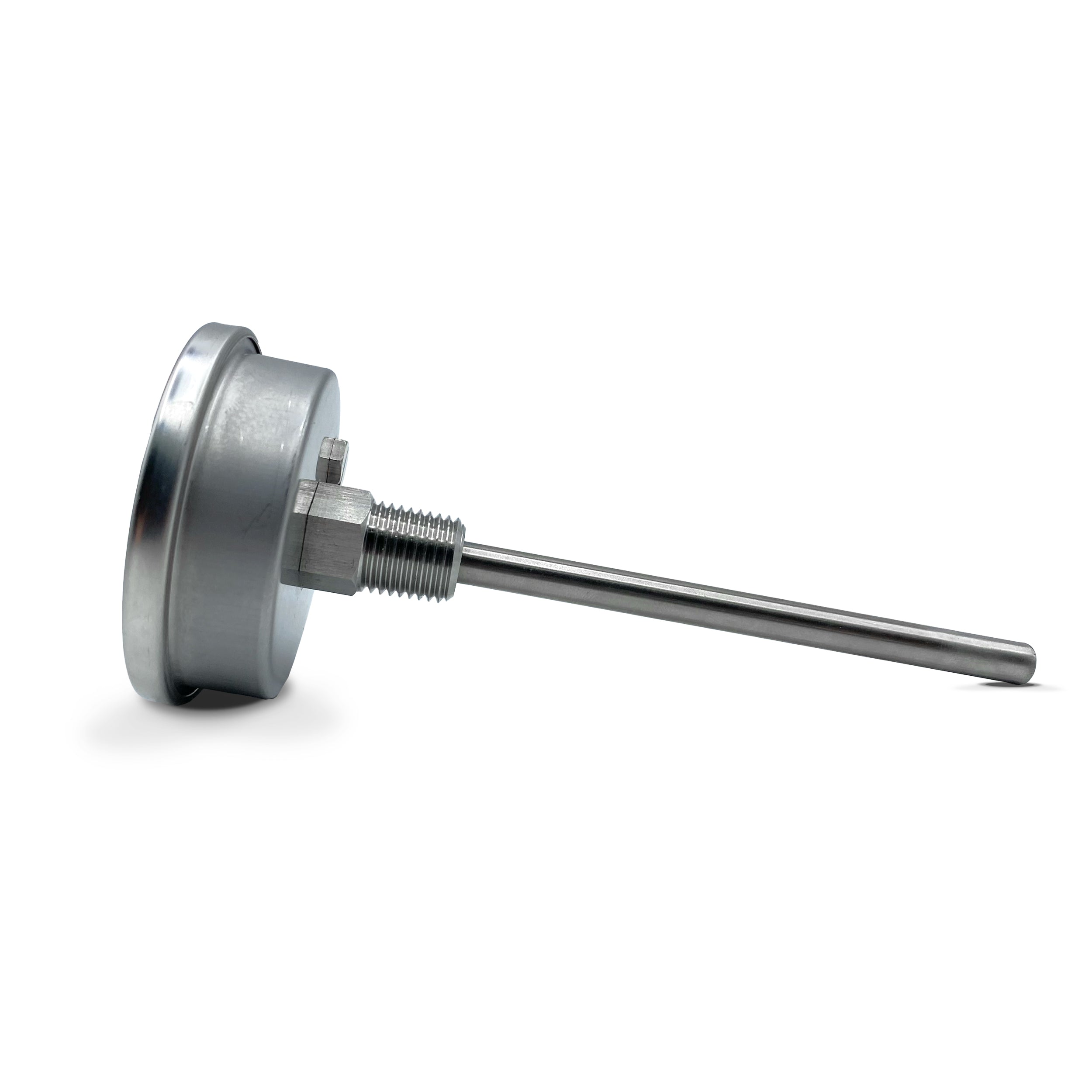 Termómetro 2 pulgadas, posterior, 1/4" NPT, vástago 4", rango 0 a 100 C-F