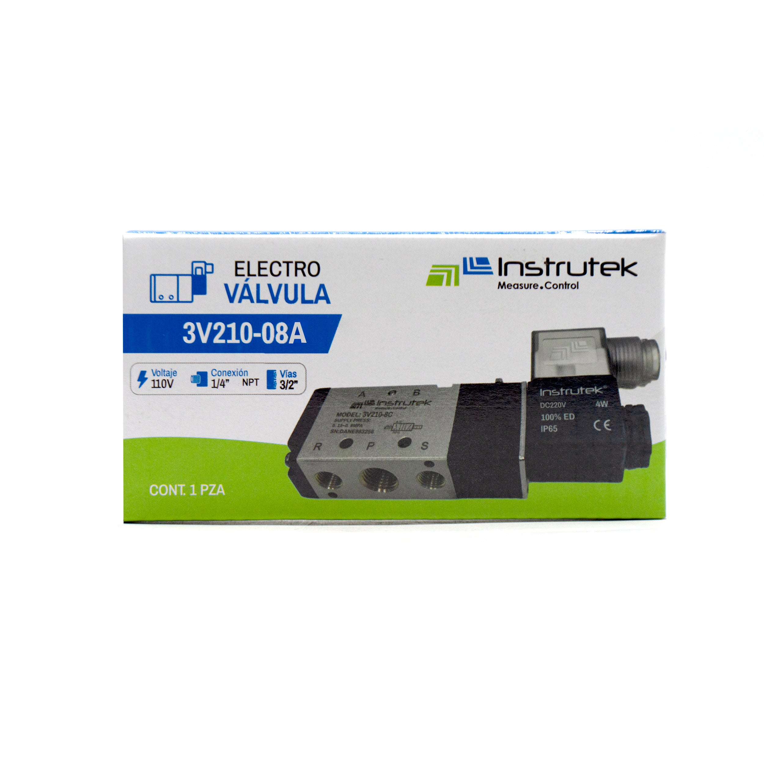 Electroválvula Neumática 3 Vías, 2 Posiciones, 1/4" NPT, 110V