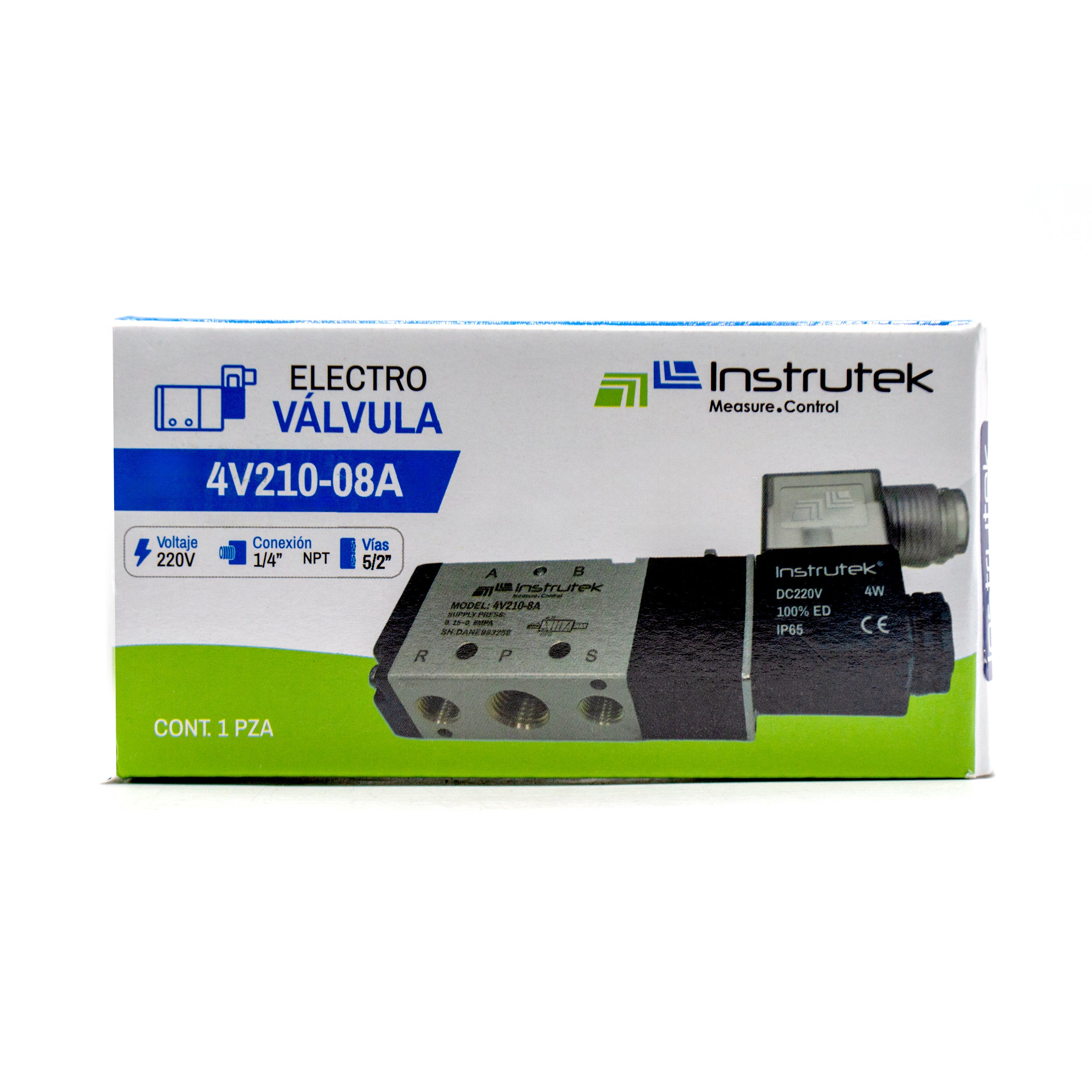 Electroválvula Neumática 5 Vías, 2 Posiciones, 1/4" NPT, 220V AC