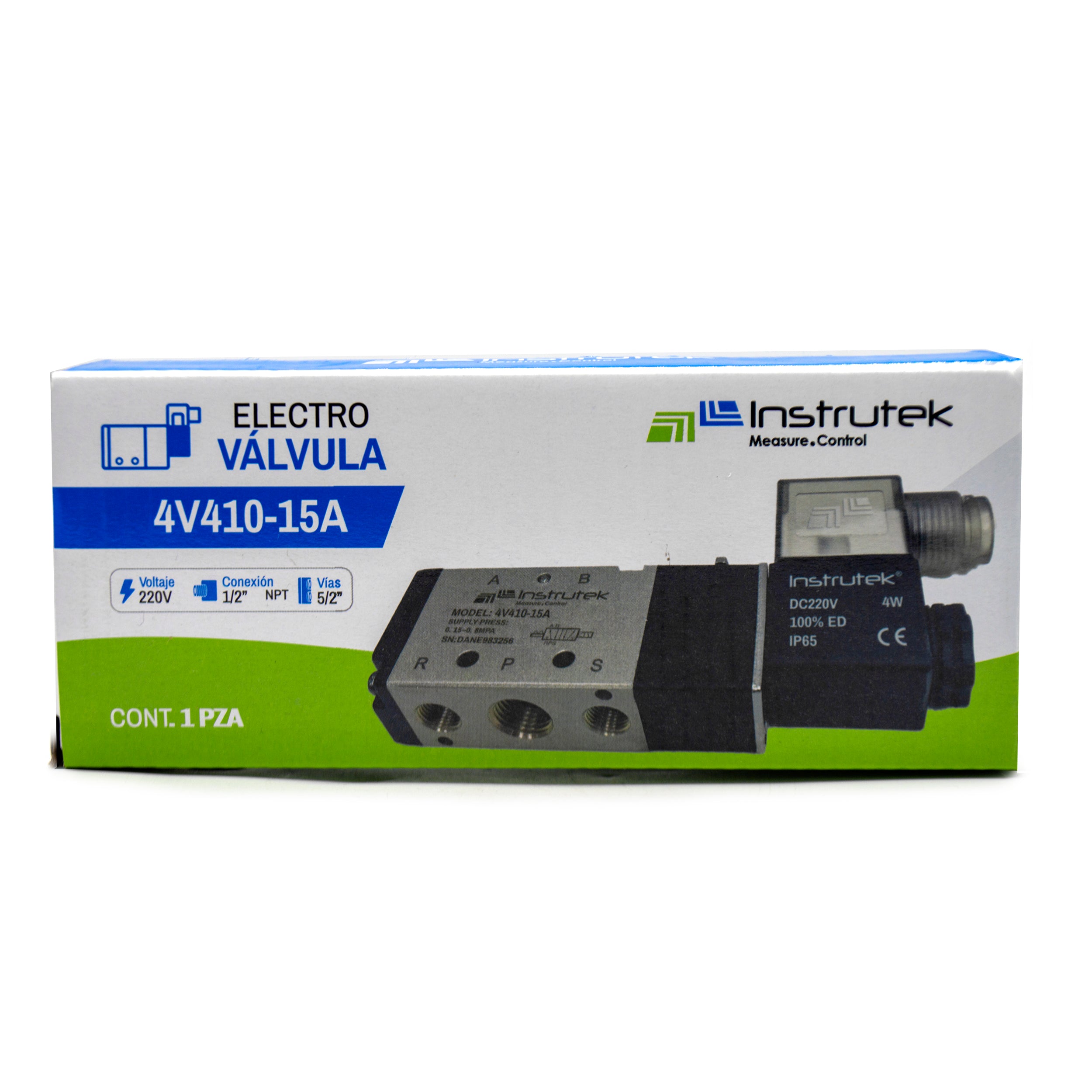 Electroválvula Neumática 5 Vías, 2 Posiciones, 1/2" NPT, 220V AC