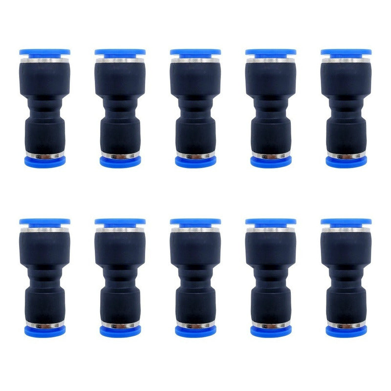 10 Pz Reducción Neumática Recta 10mm A 8mm