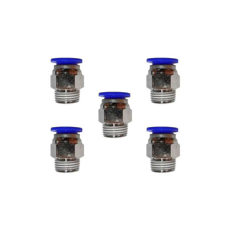 5 Pz De Conector/racor Rápido Neumático Recto 3/8 Npt X 12mm