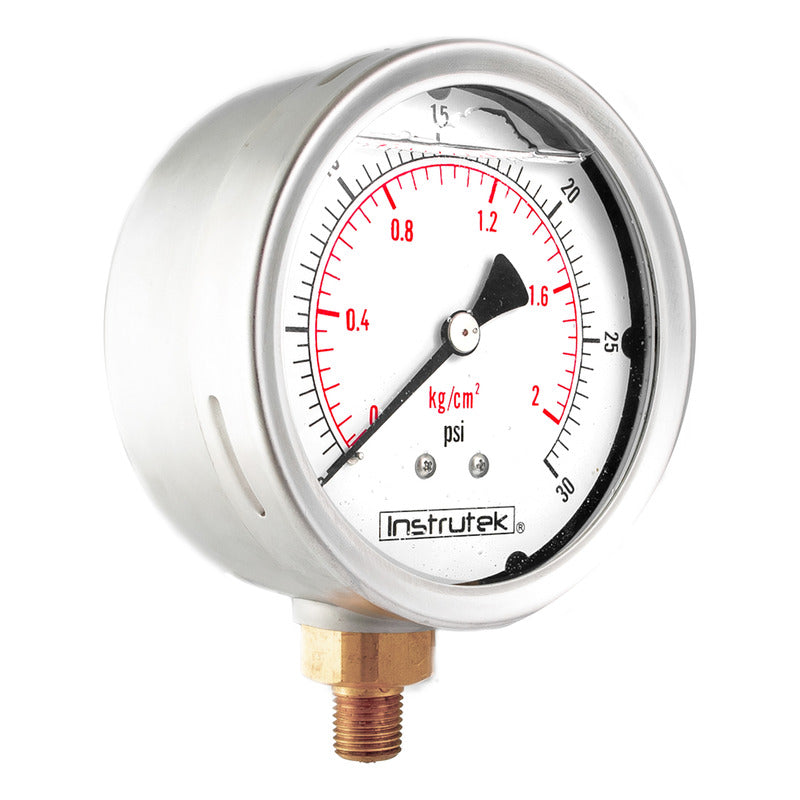 Manómetro Inox Glicerina 4 PLG, 30 Psi (aire, Agua)