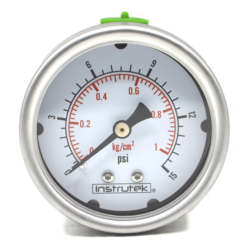Stainless Steel Glycerin Pressure Gauge 2.5 IN, 15 Psi (Air, Water)