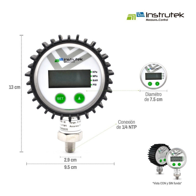 Digital Pressure Gauge 60 Psi + 3 Measurement Units
