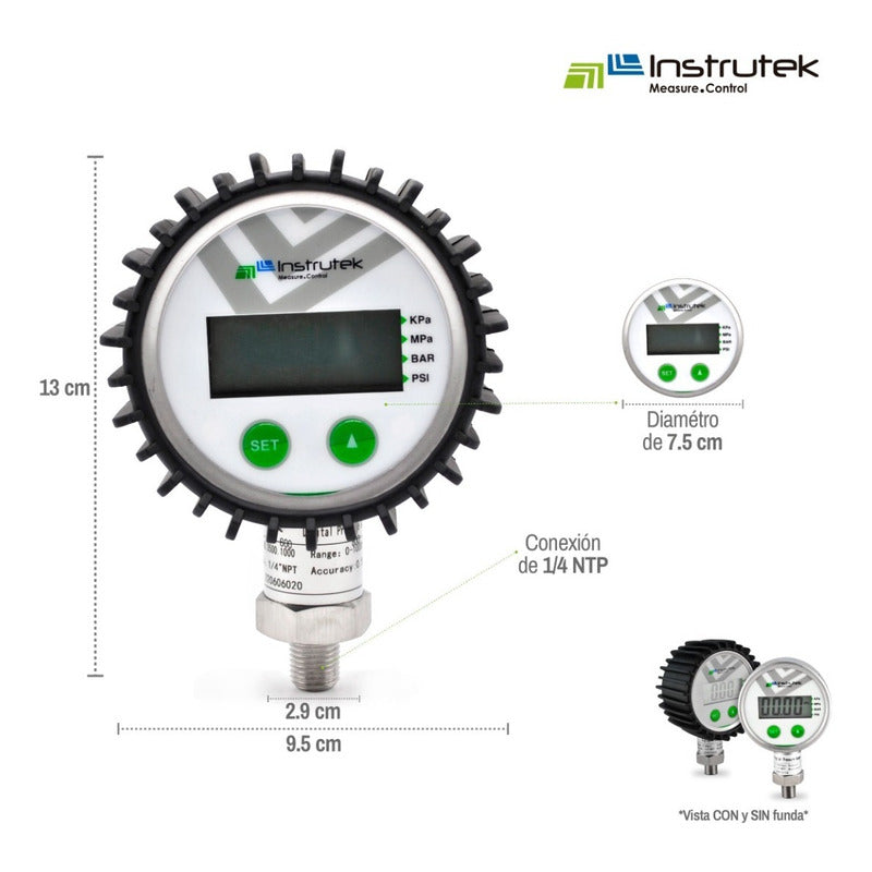 Digital Pressure Gauge 1000 Psi + 2 Units of Measurement