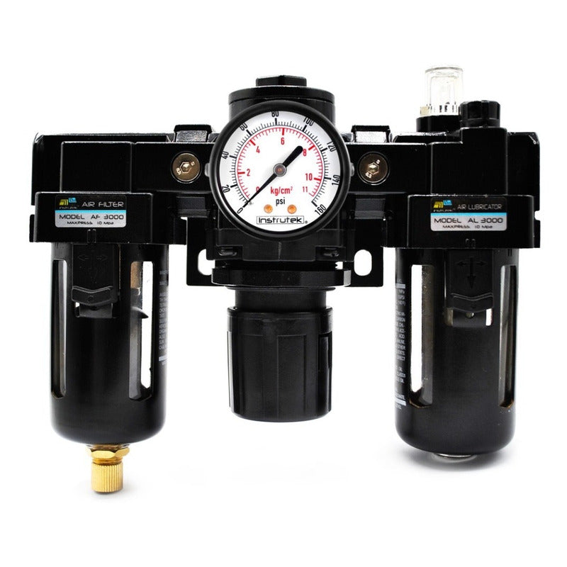 Filtro-regulador-lubricador 3/8 P/compresor C/manómetro