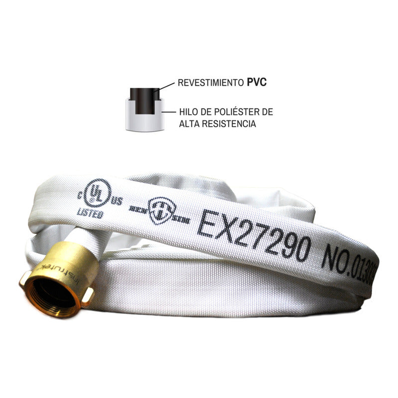 Manguera De Bombero Certificada, 30 Mts, Ipt 1.5 , 250 Psi