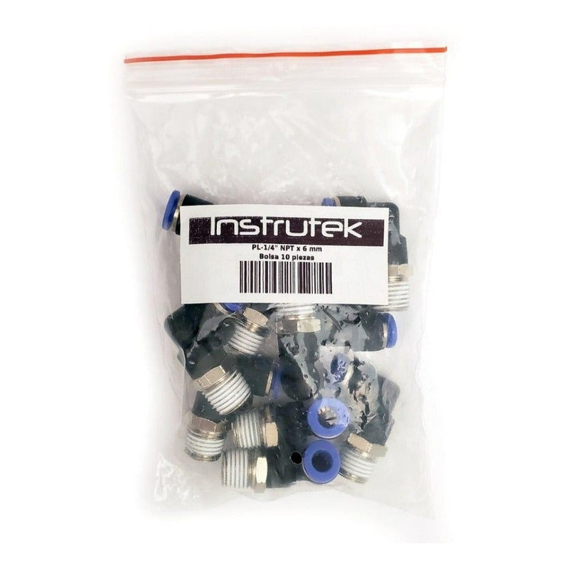 10 Pz De Conector/racor Rápido Neumático Codo 1/4 Npt X 6 Mm