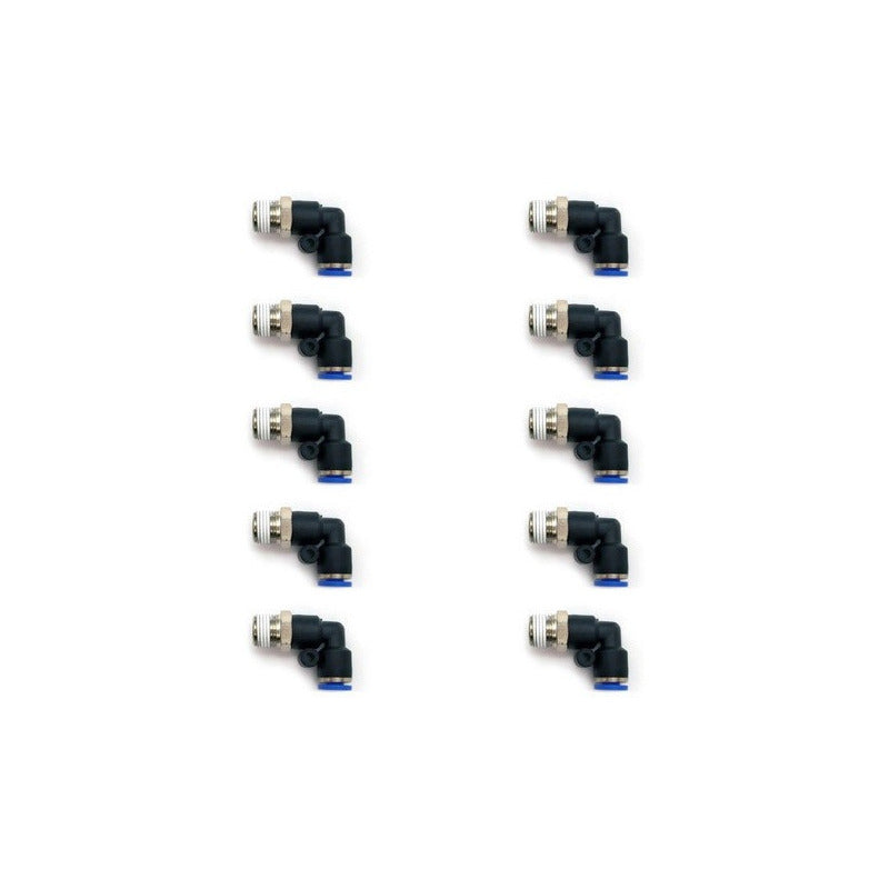 10 Pz De Conector/racor Rápido Neumático Codo 1/8 Npt X 4 Mm