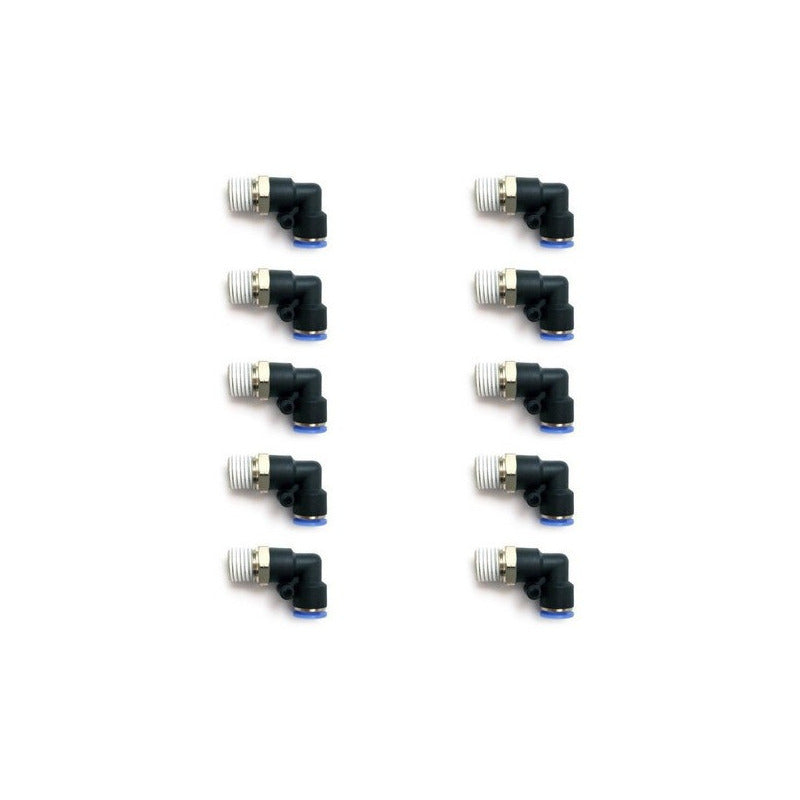 10 Pz De Conector/racor Rápido Neumático Codo 1/4 Npt X 1/4