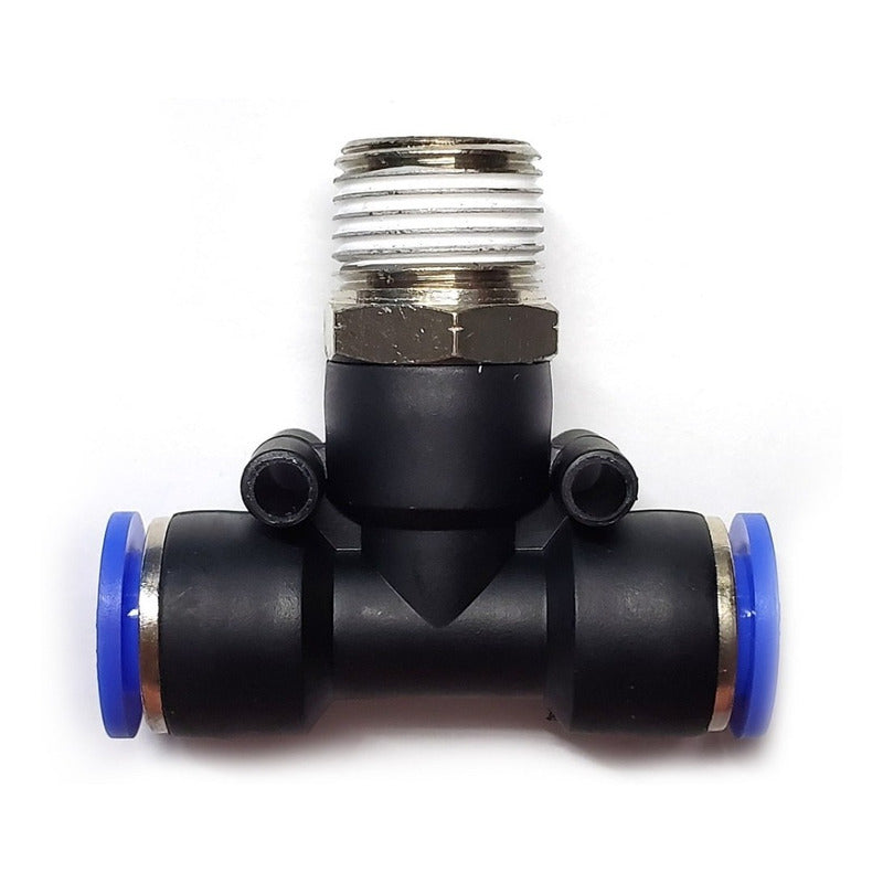5pc Push-in Tee Pneumatic Fitting 3/8 Npt Male X 3/8 Hose.