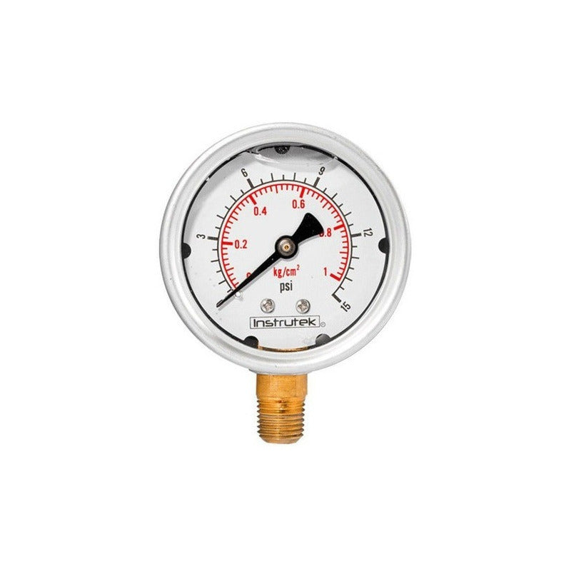 Pressure gauge Stainless steel Glycerine 2.5 PLG , 15 Psi (air, water)