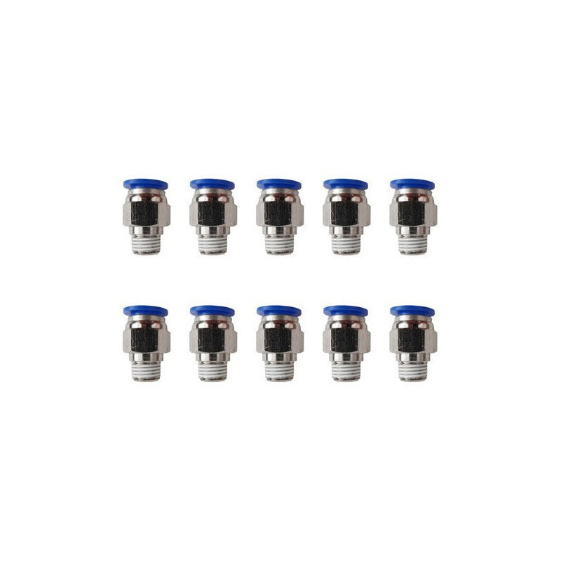 10 Pz De Conector/racor Rápido Neumático Recto 1/4npt X 12mm