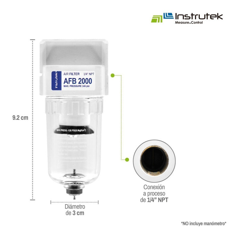 Water Separator Filter 145 Psi, 1/4 Connection For Compressors