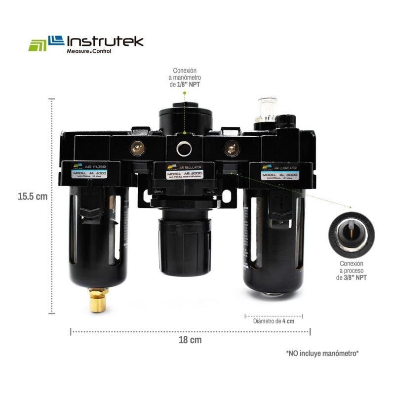 Filtro-regulador-lubricador 3/8 P/ Compresor Sin Manómetro