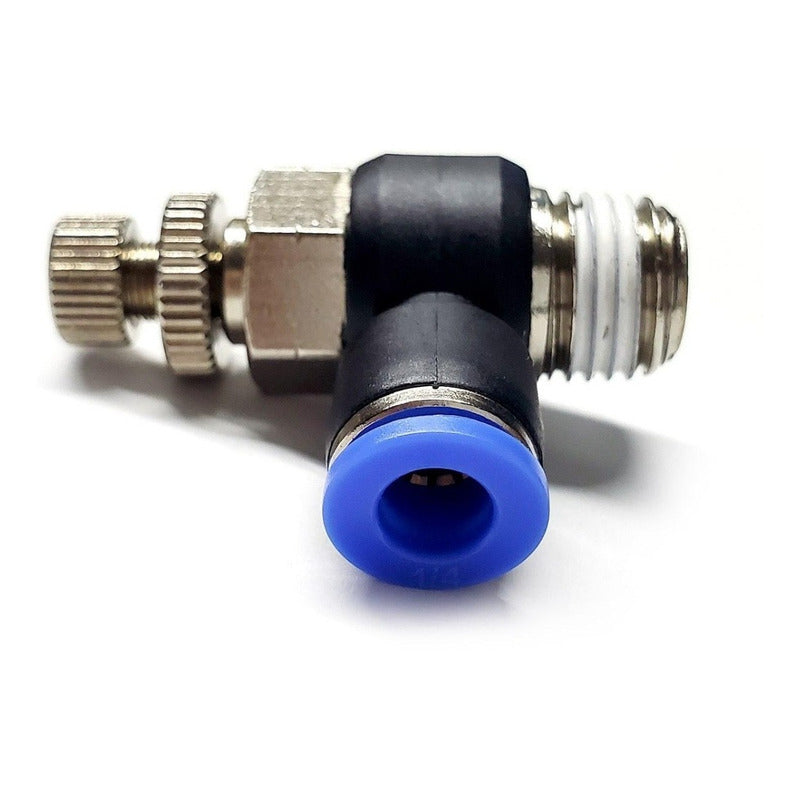 Pneumatic Flow Regulator/Connector Elbow 1/4 Npt X 1/4