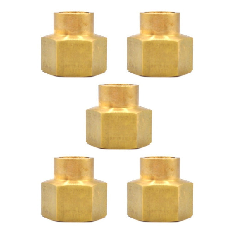Brass Reducing Coupling From 1/2 Npt To 1/4 Npt 5 Pcs