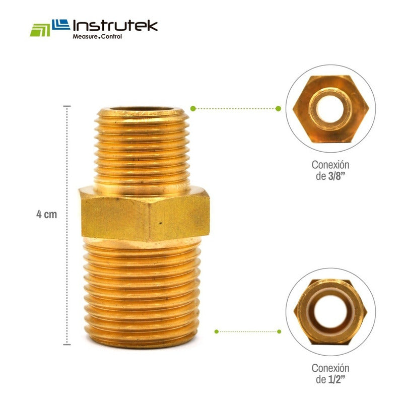 Niple Hexagonal De Latón 1/2  Npt X 3/8   Npt 5 Pz