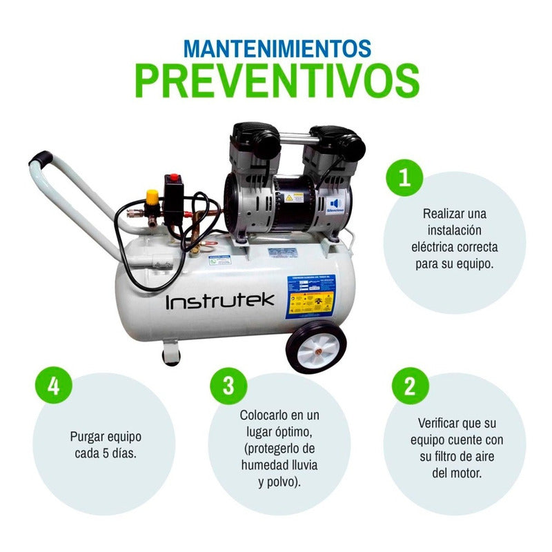Compresor Dental Libre De Aceite 1 Hp Tanque 24 Lts